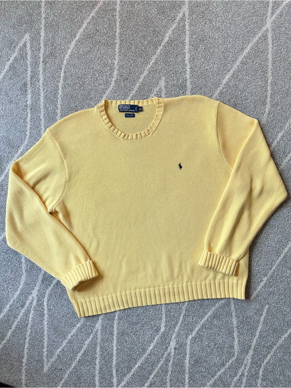 Polo Ralph Lauren Vintage 80s 90s Yellow Cotton Crew Neck Sweater